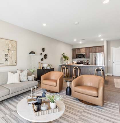 RiverPointe Apartments in South Sioux City, NE Living Room and Kitchen
