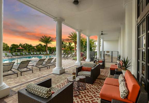 Covered Veranda  at Palm Ranch Luxury Apartments in Davie, FL