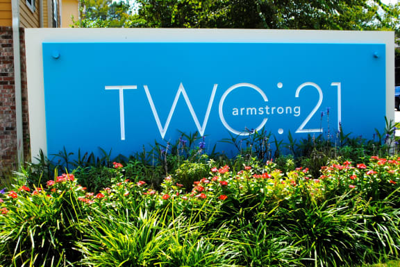 Two 21 Armstrong entrance sign.