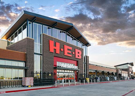 The exterior of a HEB Fresh Foods store.
