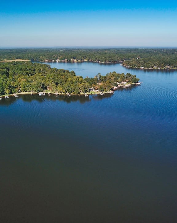 arial view of the lake