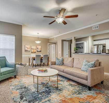 Spacious Living Area with Carpet