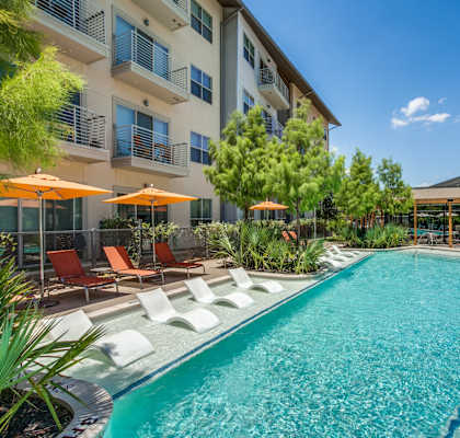 A large swimming pool at Infinity on Yorktown, Texas