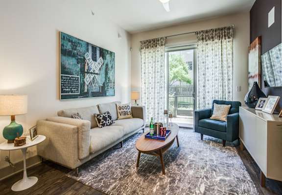 Modern Living Room at Infinity on Yorktown, Texas