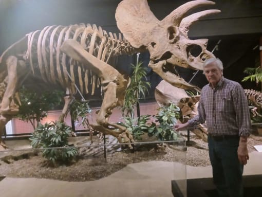 resident with dinosaur exhibit