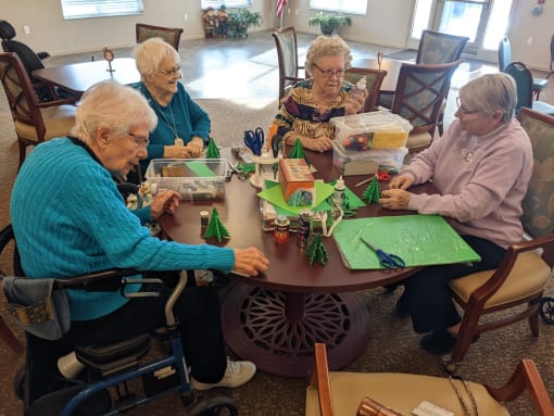 Residents crafting at Elison Assisted Living of Minot