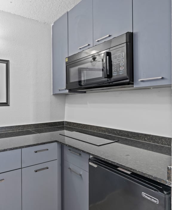 a kitchen with a sink and a microwave at Colonial Apartments, Orlando Florida