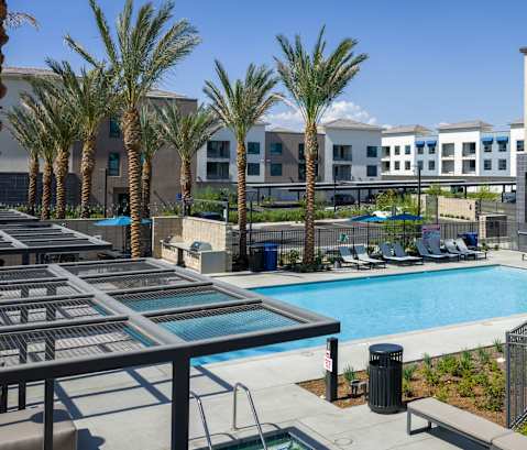 Pool With Lounge Chairs at North Grove, California, 92501