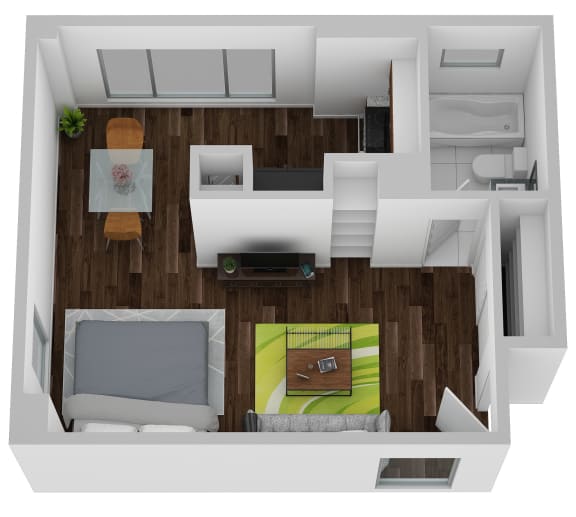 Studio 1 Bath Floor Plan at Lofts on Ormsby, Louisville, KY 40203