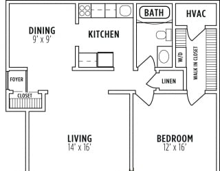 1 bedroom floorplan at Madison Rockwood, Ballwin, MO