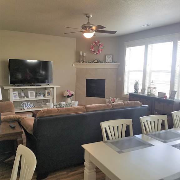 a view of the living room from the dining room