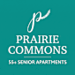A logo for Prairie Commons 55+ Senior Apartments.