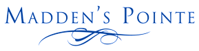 A logo with the text "Madden's Pointe" in blue.
