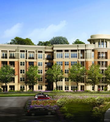 LaVie SouthPark Apartments Rendering of Front of Building with Street and Landscaping