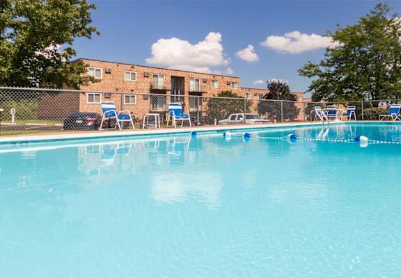 This is a photo of the pool area at Lisa Ridge Apartments in the Westwood neighborhood of Cincinnati, Ohio.