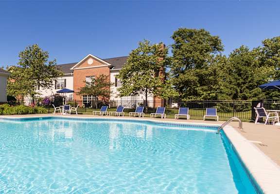 This is a photo of the pool area at Washington Park Apartments in Centerville, OH.