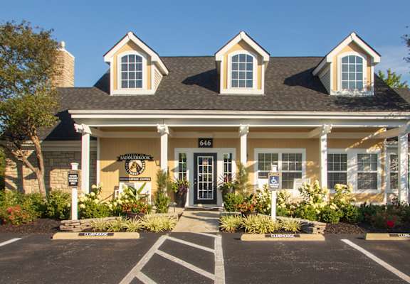 This is a photo of the leasing office/resident clubouse building exterior at Trails of Saddlebrook Apartments in Florence, KY.