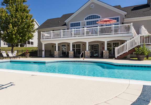 This is a photo of the pool area at Trails of Saddlebrook Apartments in Florence, KY.
