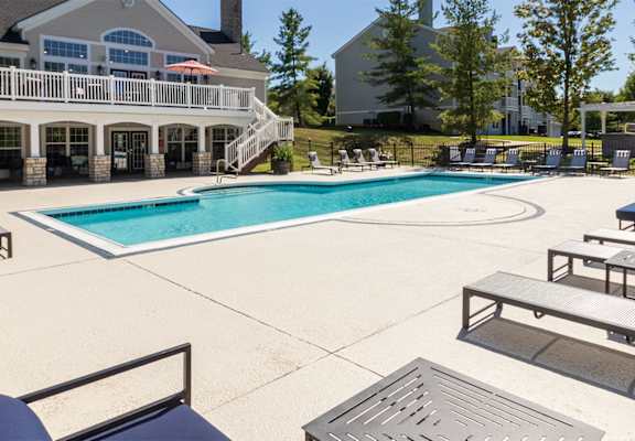 This is a photo of the pool area at Trails of Saddlebrook Apartments in Florence, KY.