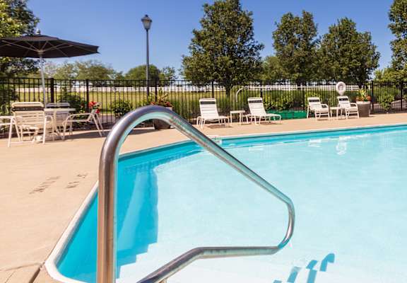 This is a photo of the pool area at Washington Place Apartments in Miamisburg, Ohio in Washington Township.