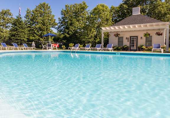 This is a photo of the pool area at Washington Park Apartments in Centerville, OH.