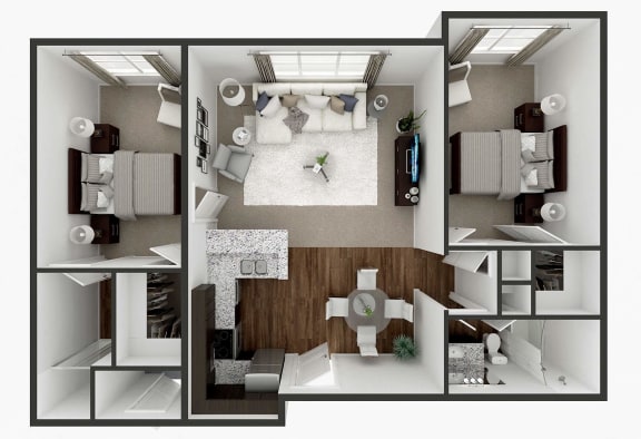 2 bed two bath apartment floor plan