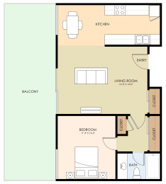  Floor Plan One Bedroom One Bath