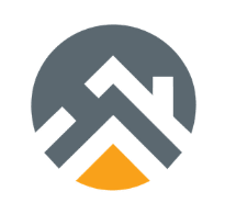 A graphic with a grey circle and a mountain shape in the middle.