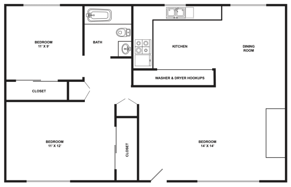 Floor Plan  Tamaryn | Duplex 2x1 788 Square Feet