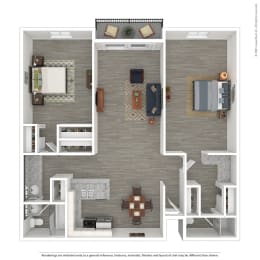 Casa Granada 2 Bedroom Floor Plan  at Casa Granada, Los Angeles, CA