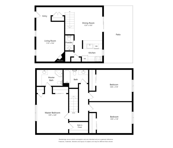 3 Bed 2.5 Bath Floor Plan | 1,510 Sq. Ft. at Chevy Chase, Austin, TX