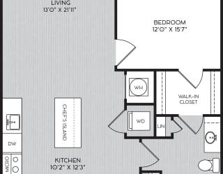 A1f One Bedroom Floor Plan with Balcony at Apartment Homes For Rent in Vinings, GA