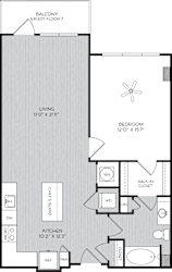 A1f One Bedroom Floor Plan with Balcony at Apartment Homes For Rent in Vinings, GA