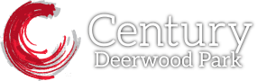 the logo for central deerwood park with a red circle and the word centennial