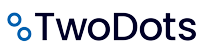 The image shows the logo of Two Dots, which consists of the company name in dark blue letters next to three blue dots above the letter 'o'.