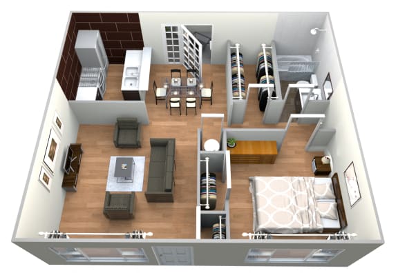 Floor Plan  Resaca De La Palma - 1 Bedroom w/ 1 Bath