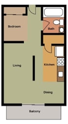 The Luxe at Meridian Apartments Studio Floor Plan
