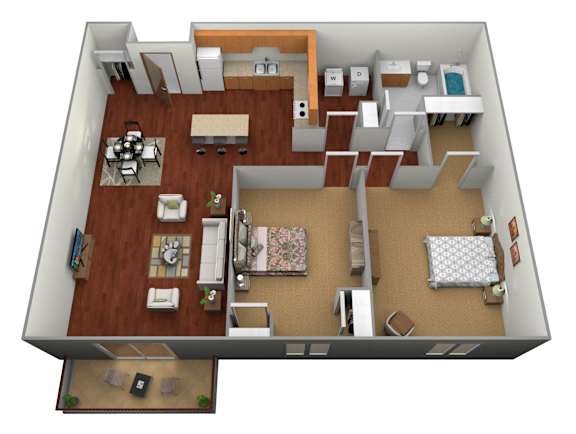 Floor Plan  2 bedroom 1 bath Floor Plan at Stetson Village Apartments, Minnesota, 56537