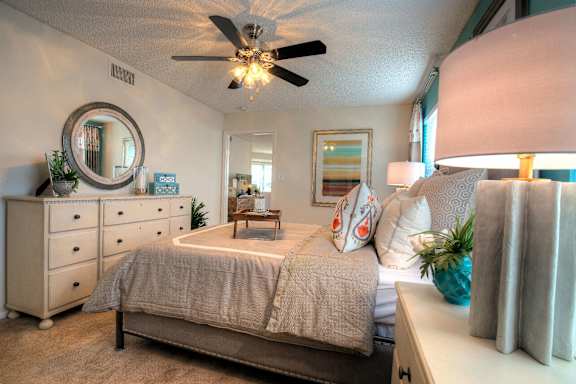Soft on the feet, there is wall-to-wall carpeting in all bedrooms.