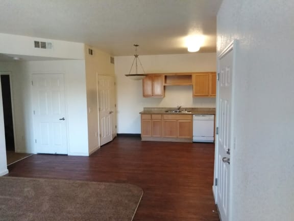 Open Living Room/Kitchen with appliances