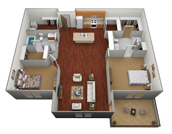 Floor Plan  2 bedroom 2 bath Floor Plan at Urban View Apartments, North Dakota