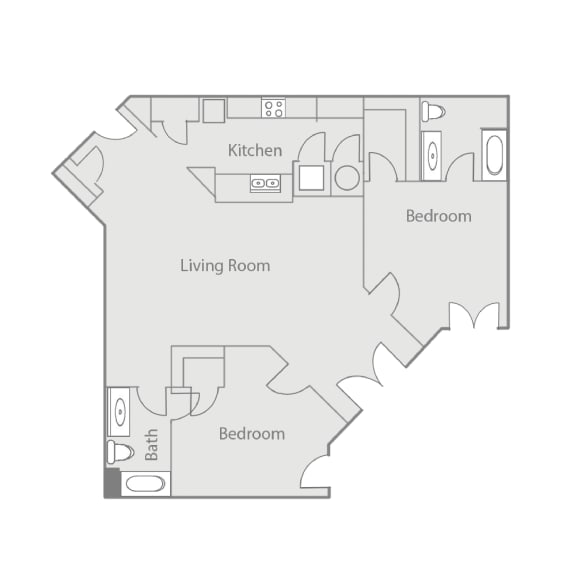 a floor plan of a house with a bedroom and a living room