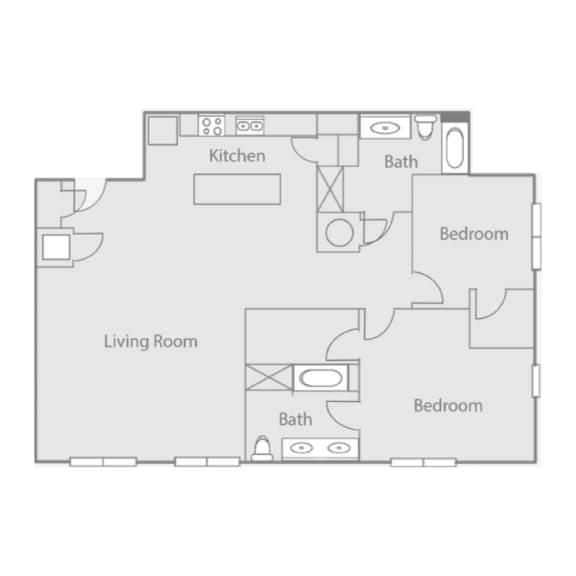 a floor plan of a living room and a bedroom