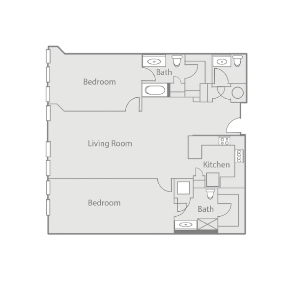 a floor plan of a house with a bedroom and a living room