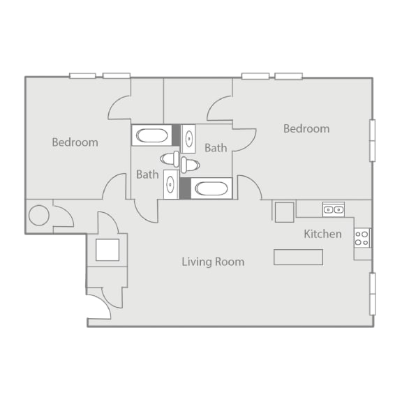 a floor plan of a 1 bedroom apartment with a living room and a kitchen