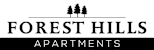 A black and white image of a logo for Forest Hills Apartments.