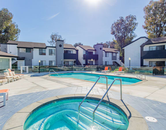our apartments have a resort style pool with a hot tub