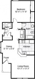 1 Bedroom 1 Bath 2D Floorplan-Parsons Place Apartments, East St. Louis, IL
