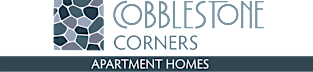 A logo for Cobblestone Corners apartment homes.