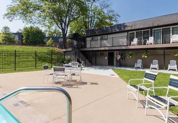 This is a photo of the pool area at Montana Valley Apartments in Cincinnati, OH.